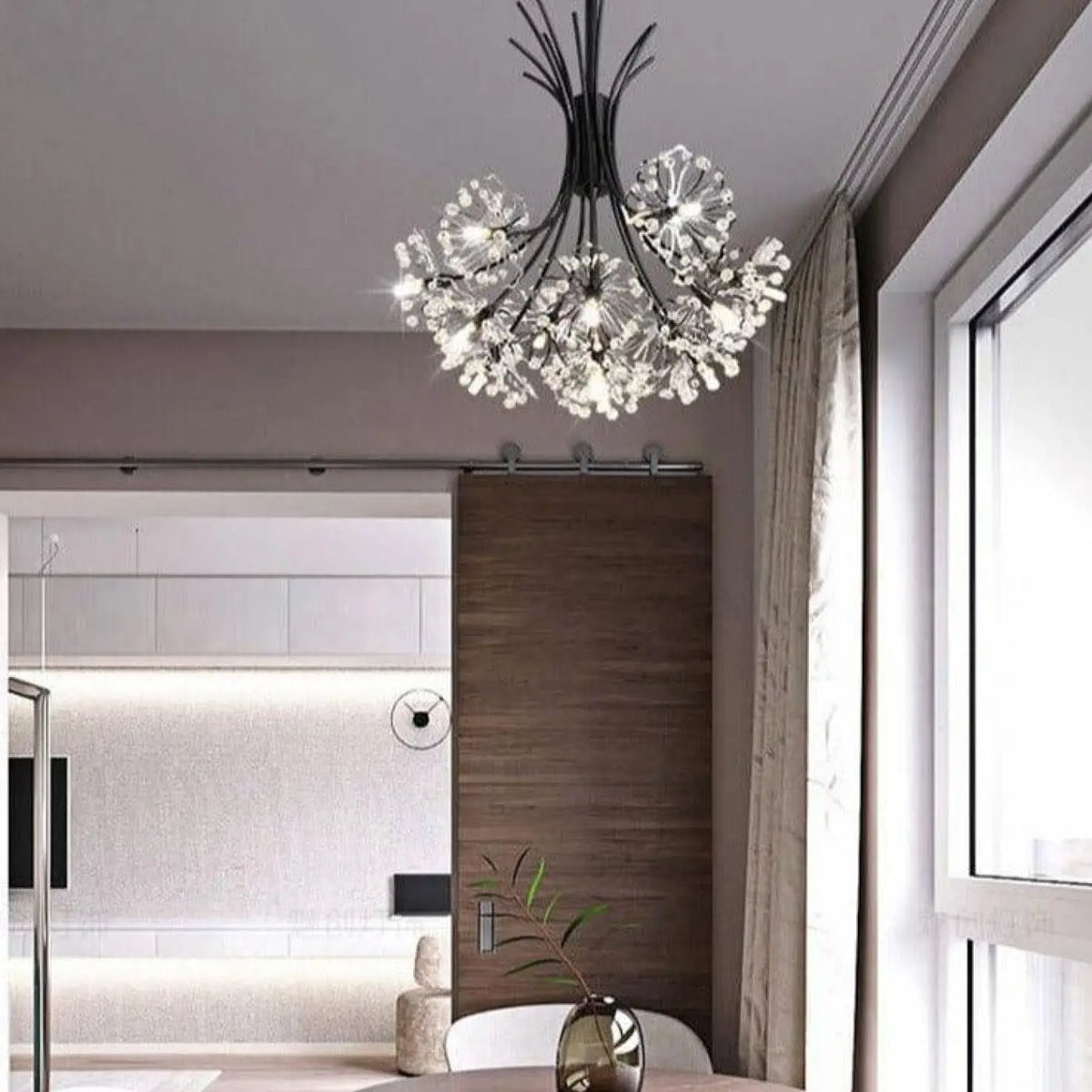 Suspension luminaire salon salle a manger bouquet cristal