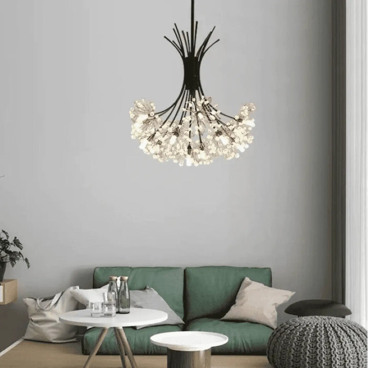 Suspension luminaire salon salle a manger bouquet cristal