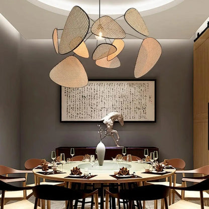 Suspension luminaire salon salle a manger cannage design