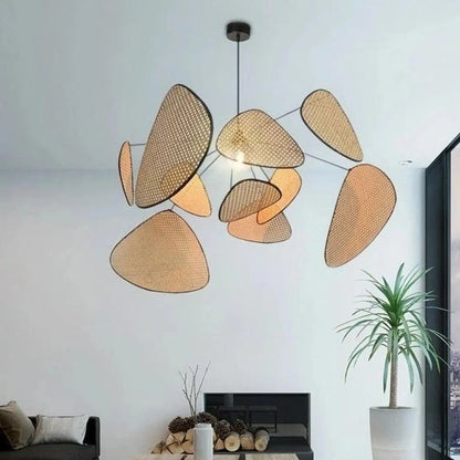 Suspension luminaire salon salle a manger cannage design