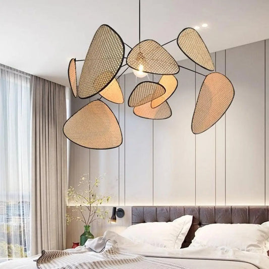 Suspension luminaire salon salle a manger cannage design