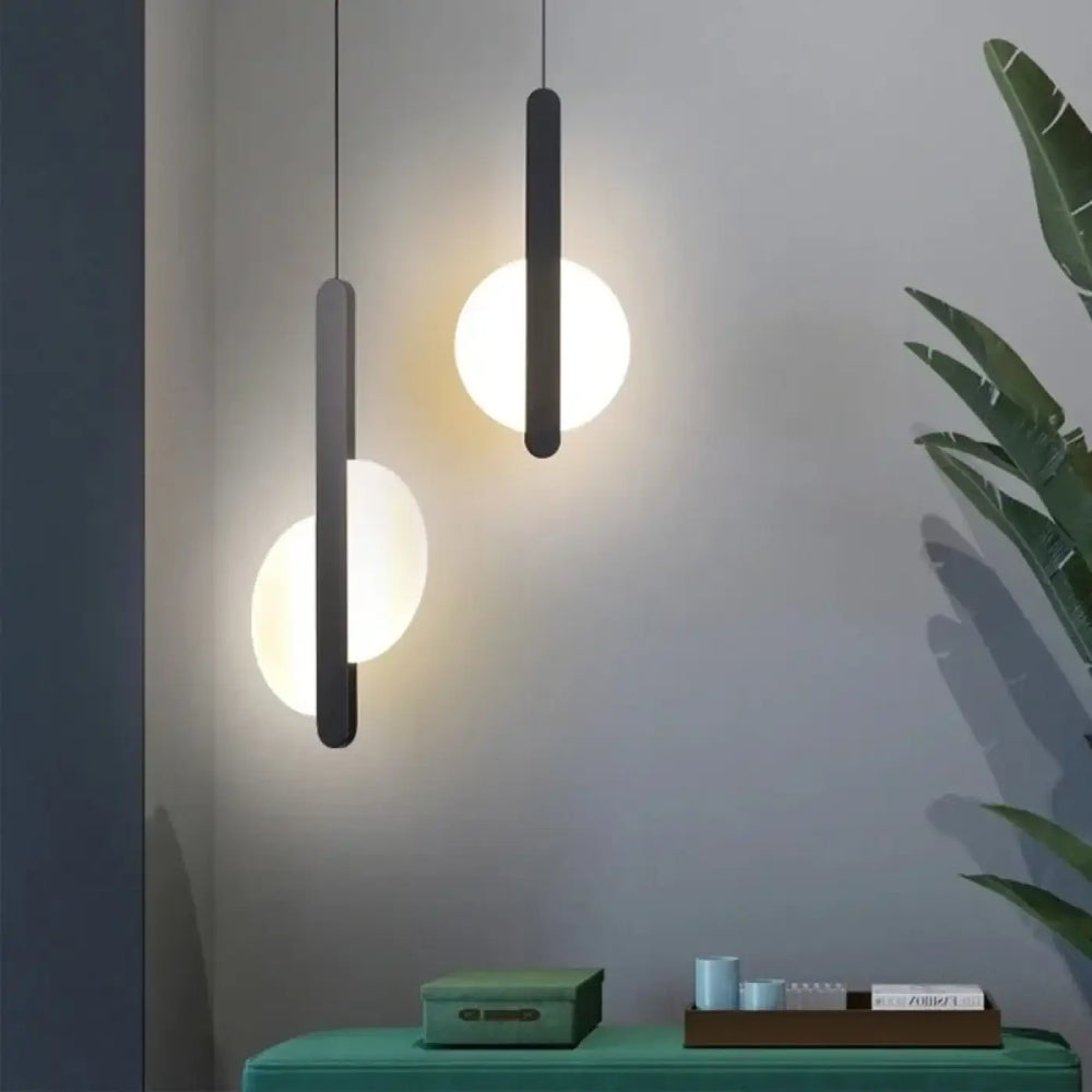 Suspension luminaire salon salle a manger cercle noir design