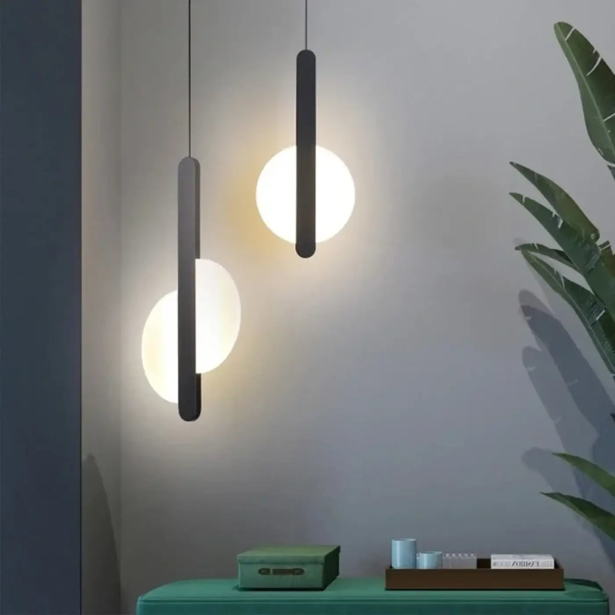 Suspension luminaire salon salle a manger cercle noir design