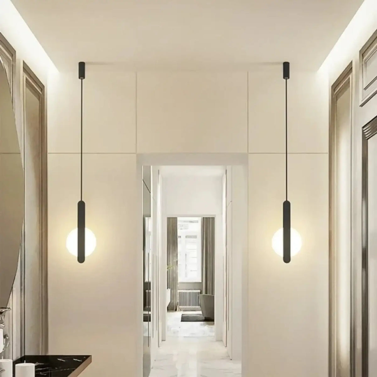 Suspension luminaire salon salle a manger cercle noir design