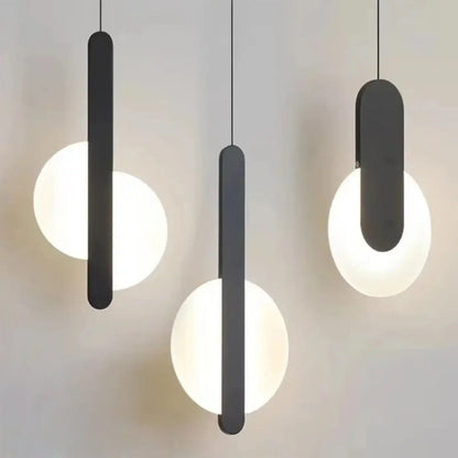 Suspension luminaire salon salle a manger cercle noir design