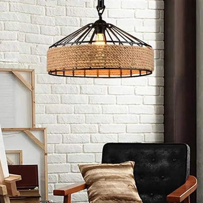 Suspension luminaire salon salle a manger corde metal