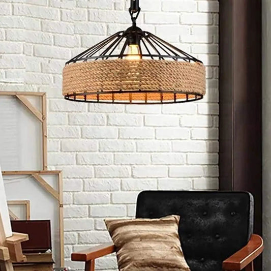 Suspension luminaire salon salle a manger corde metal