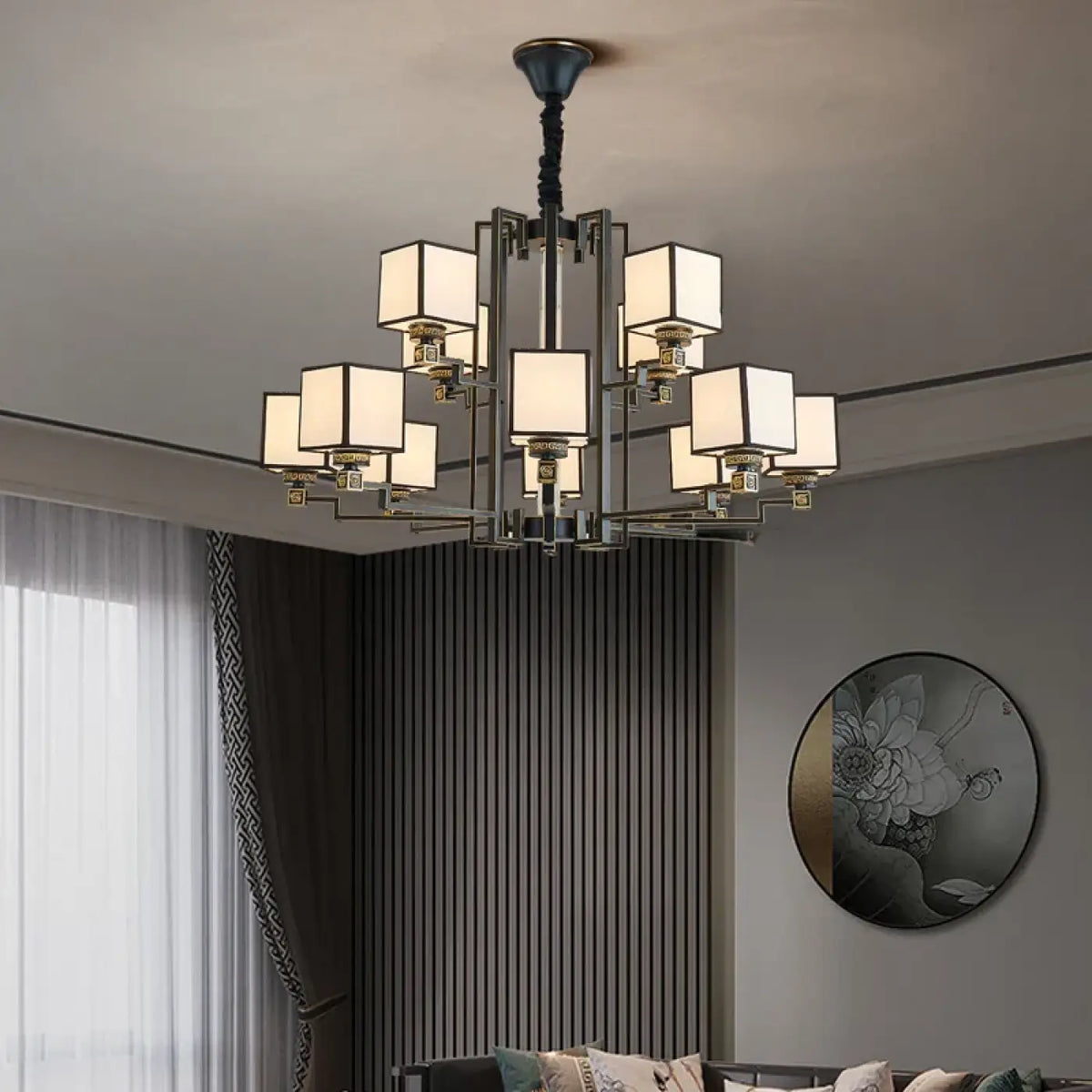 Suspension luminaire salon salle a manger cubes design