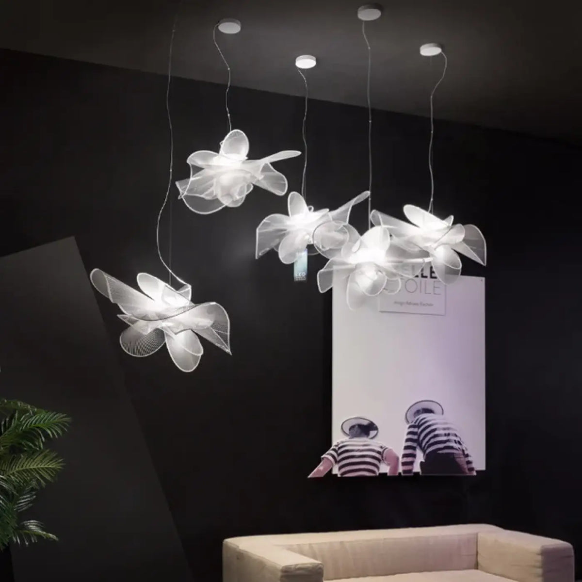 Suspension luminaire salon salle a manger design blanche