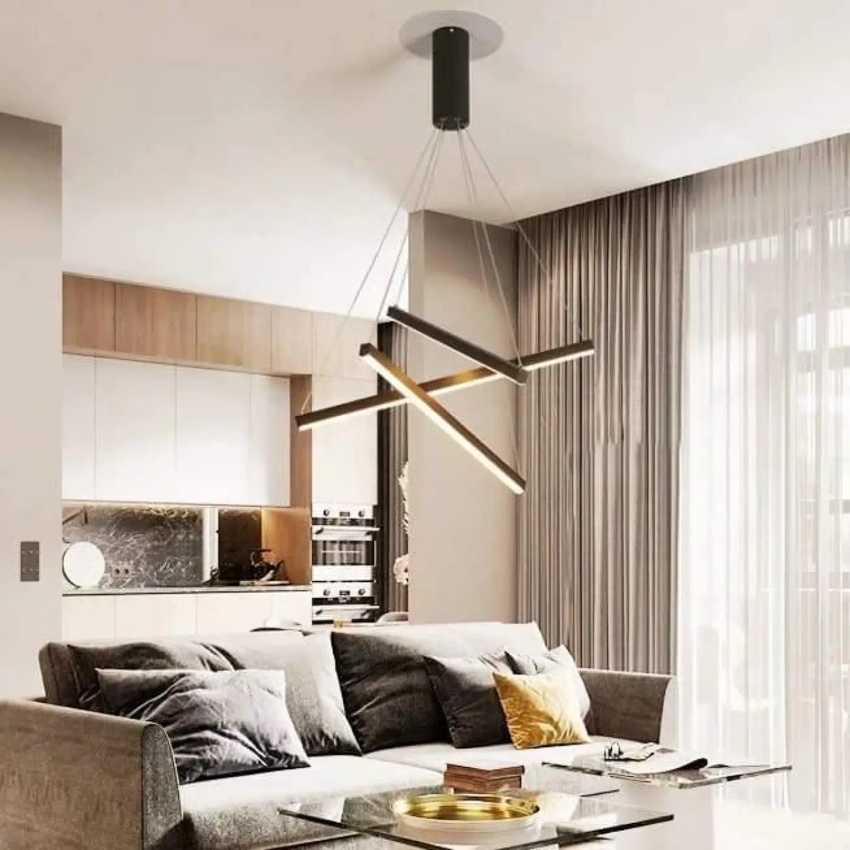 Suspension luminaire salon salle a manger design geometrique