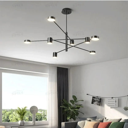 Suspension luminaire salon salle a manger design noir dore