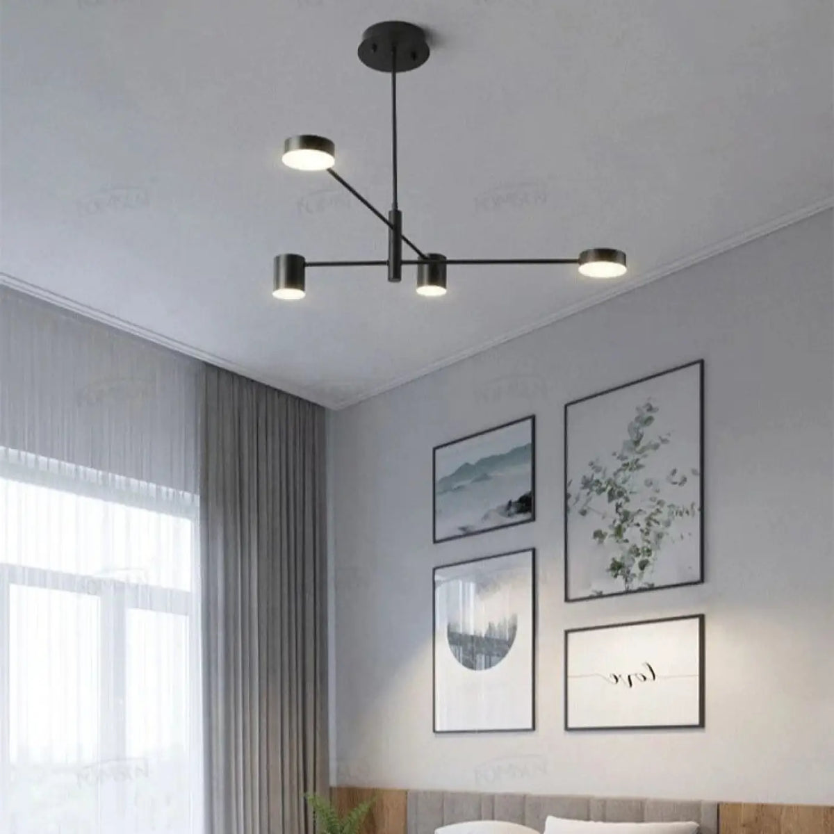 Suspension luminaire salon salle a manger design noir dore