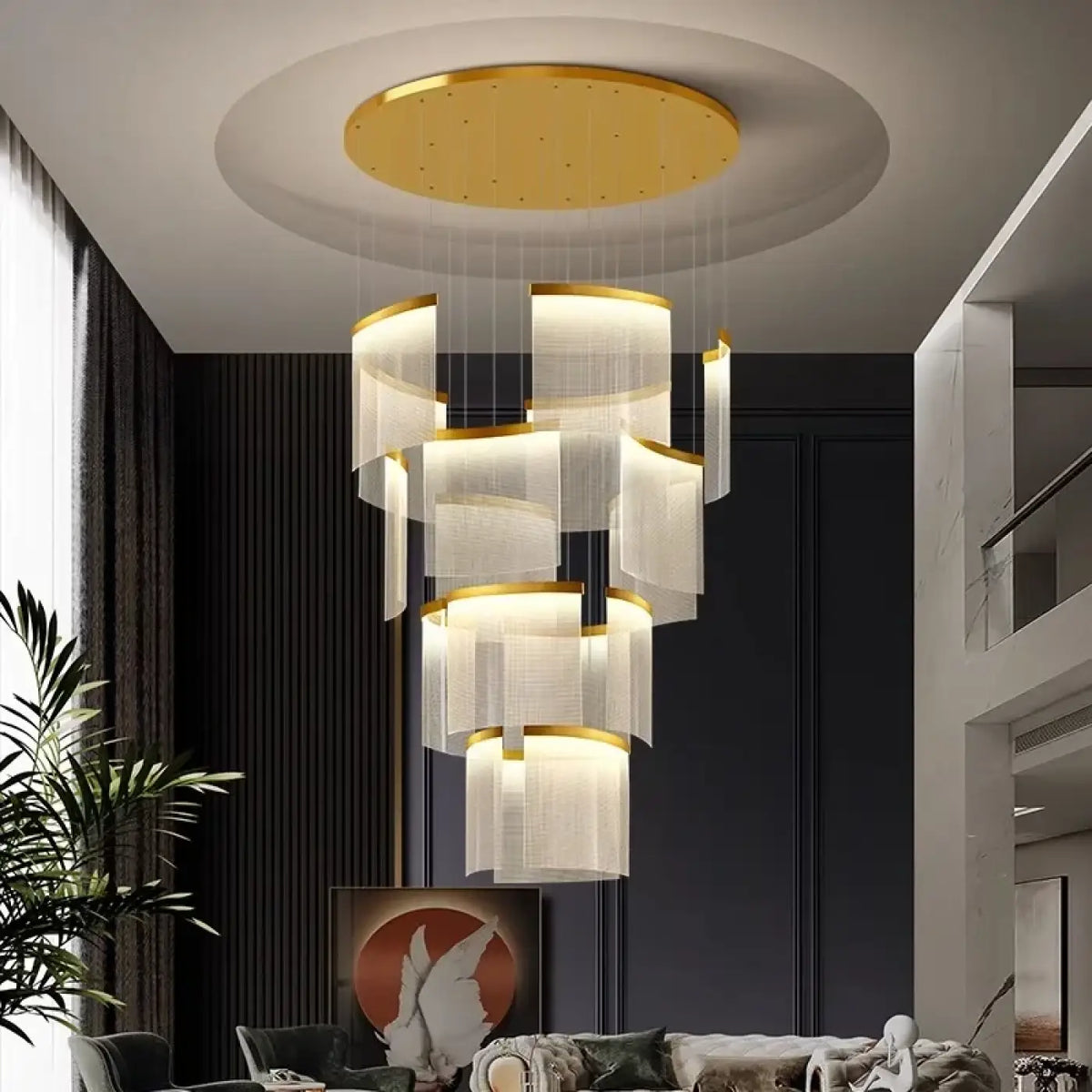 Suspension luminaire salon salle a manger doree design