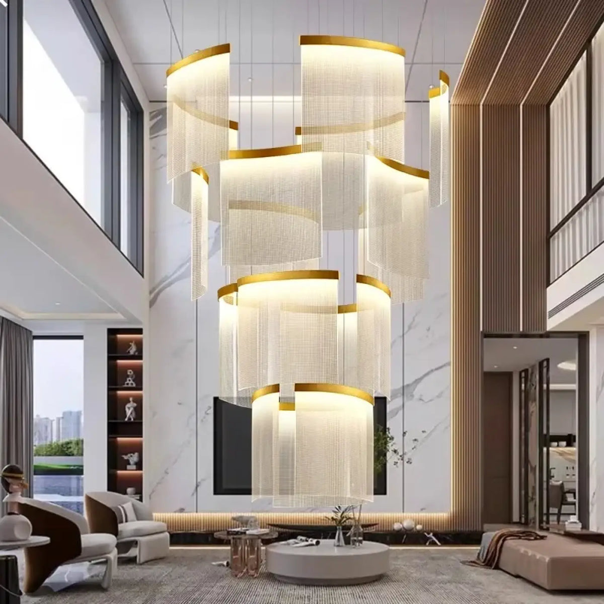 Suspension luminaire salon salle a manger doree design