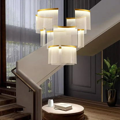 Suspension luminaire salon salle a manger doree design