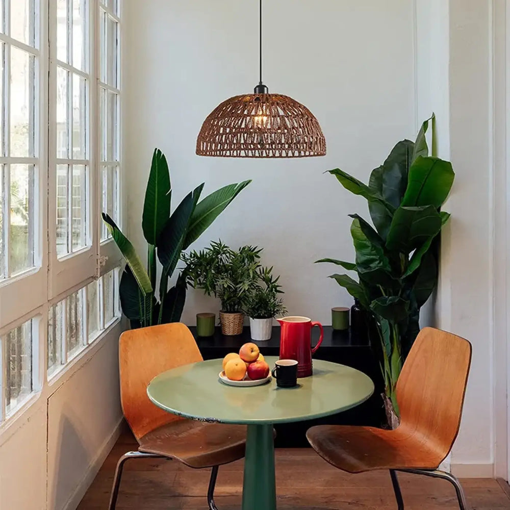 Suspension luminaire salon salle a manger fibre tressee