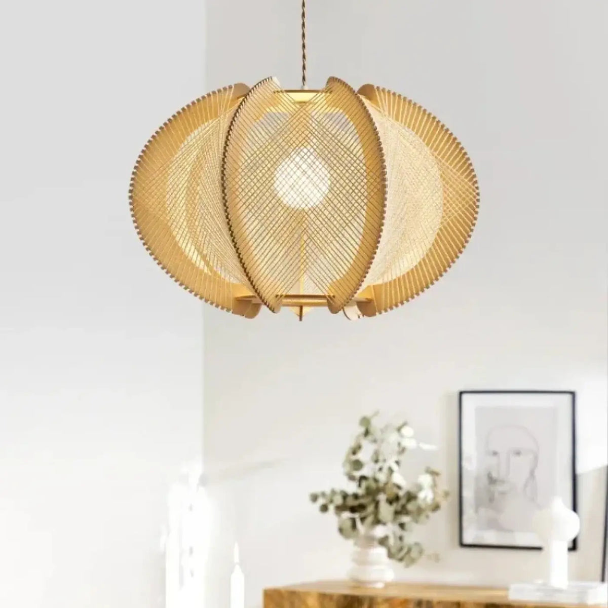 Suspension luminaire salon salle a manger fibres boheme