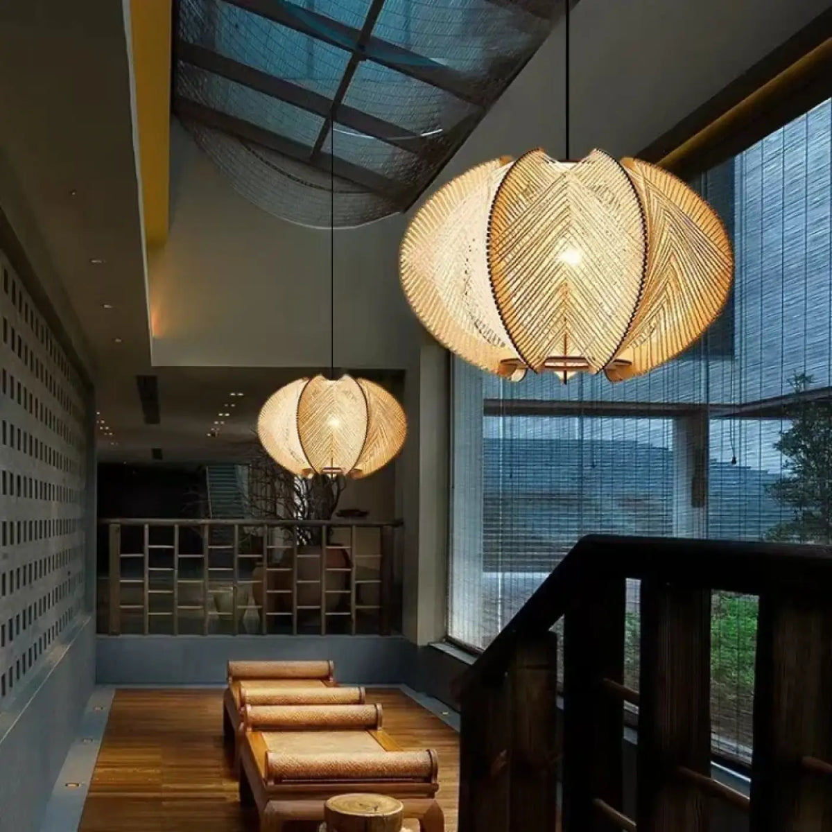 Suspension luminaire salon salle a manger fibres boheme