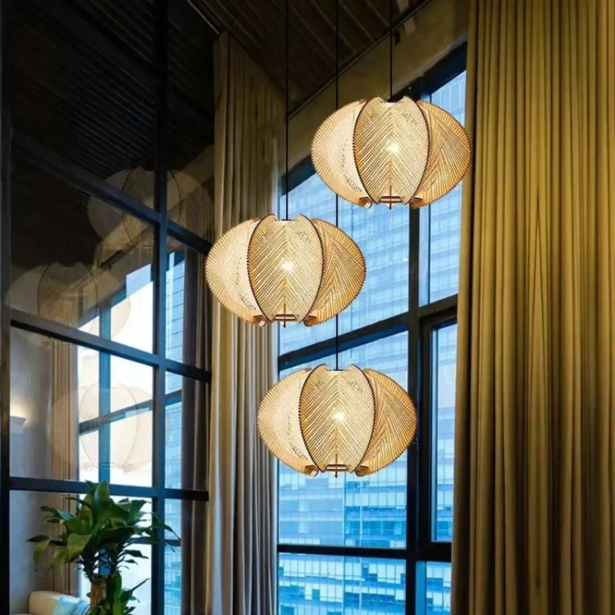 Suspension luminaire salon salle a manger fibres boheme