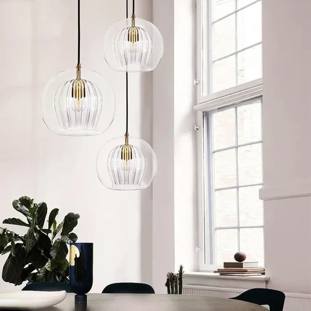 Suspension luminaire salon salle a manger globe verre