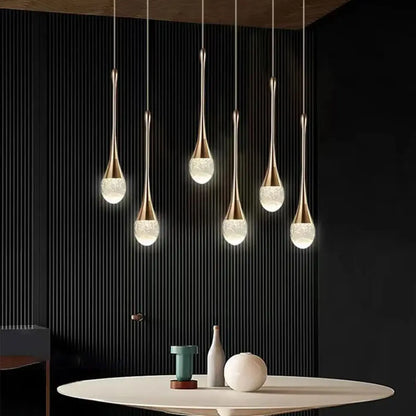 Suspension luminaire salon salle a manger goutte doree
