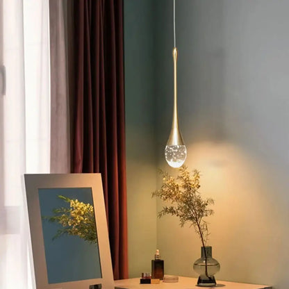 Suspension luminaire salon salle a manger goutte doree