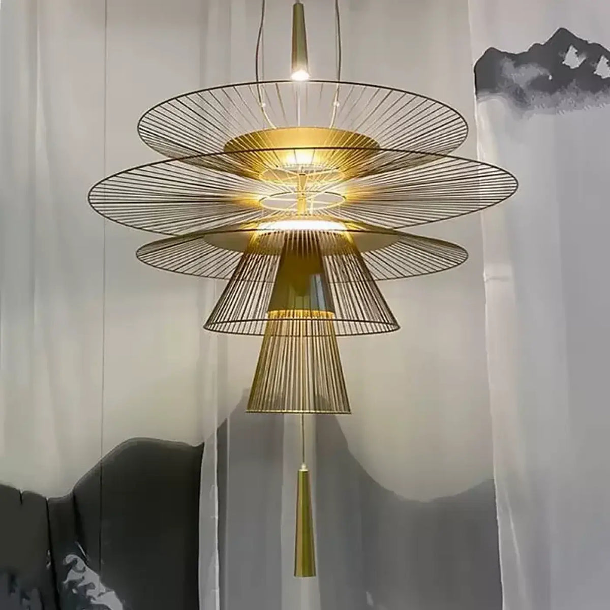 Suspension luminaire salon salle a manger industrielle metal