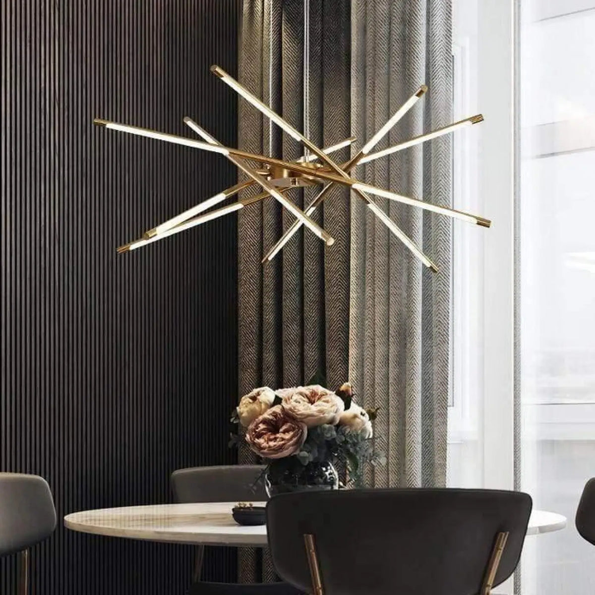 Suspension luminaire salon salle a manger metal dore design