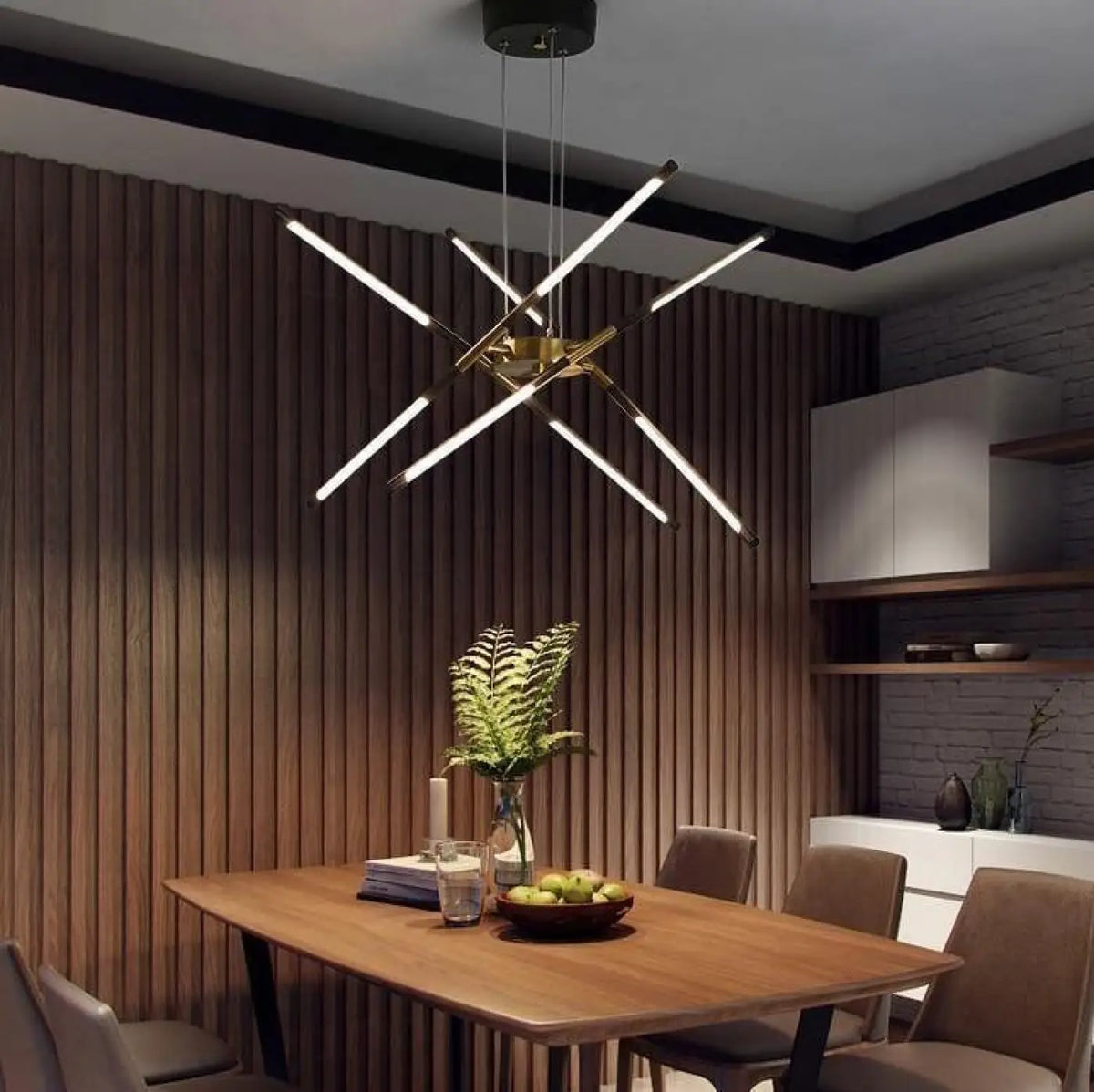 Suspension luminaire salon salle a manger metal dore design