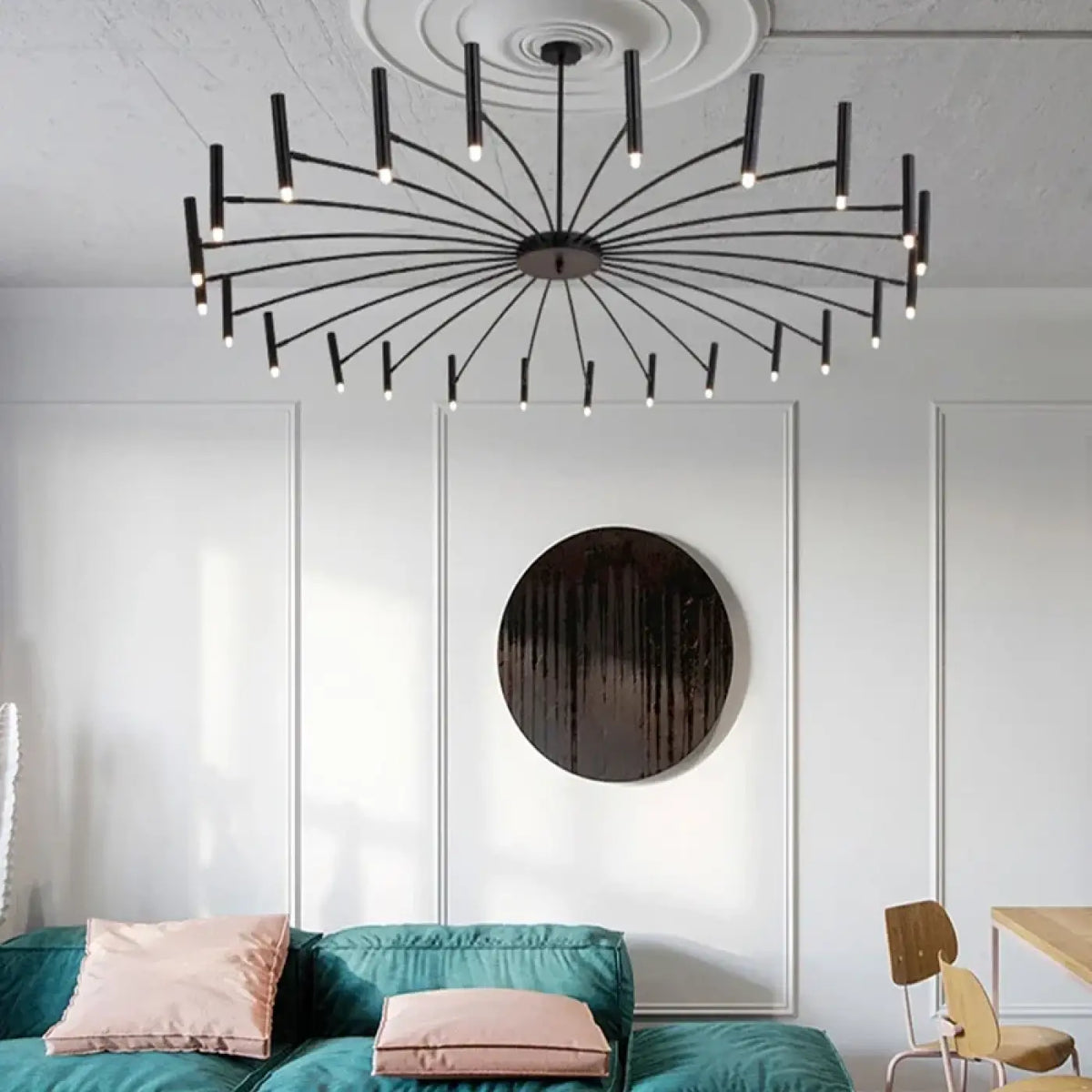 Suspension luminaire salon salle a manger metal noir design