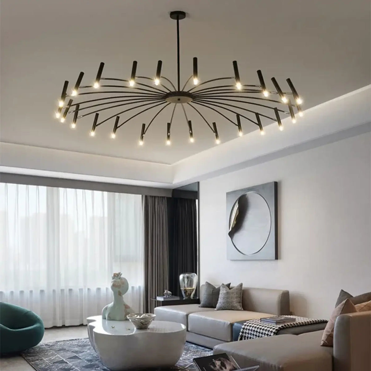 Suspension luminaire salon salle a manger metal noir design