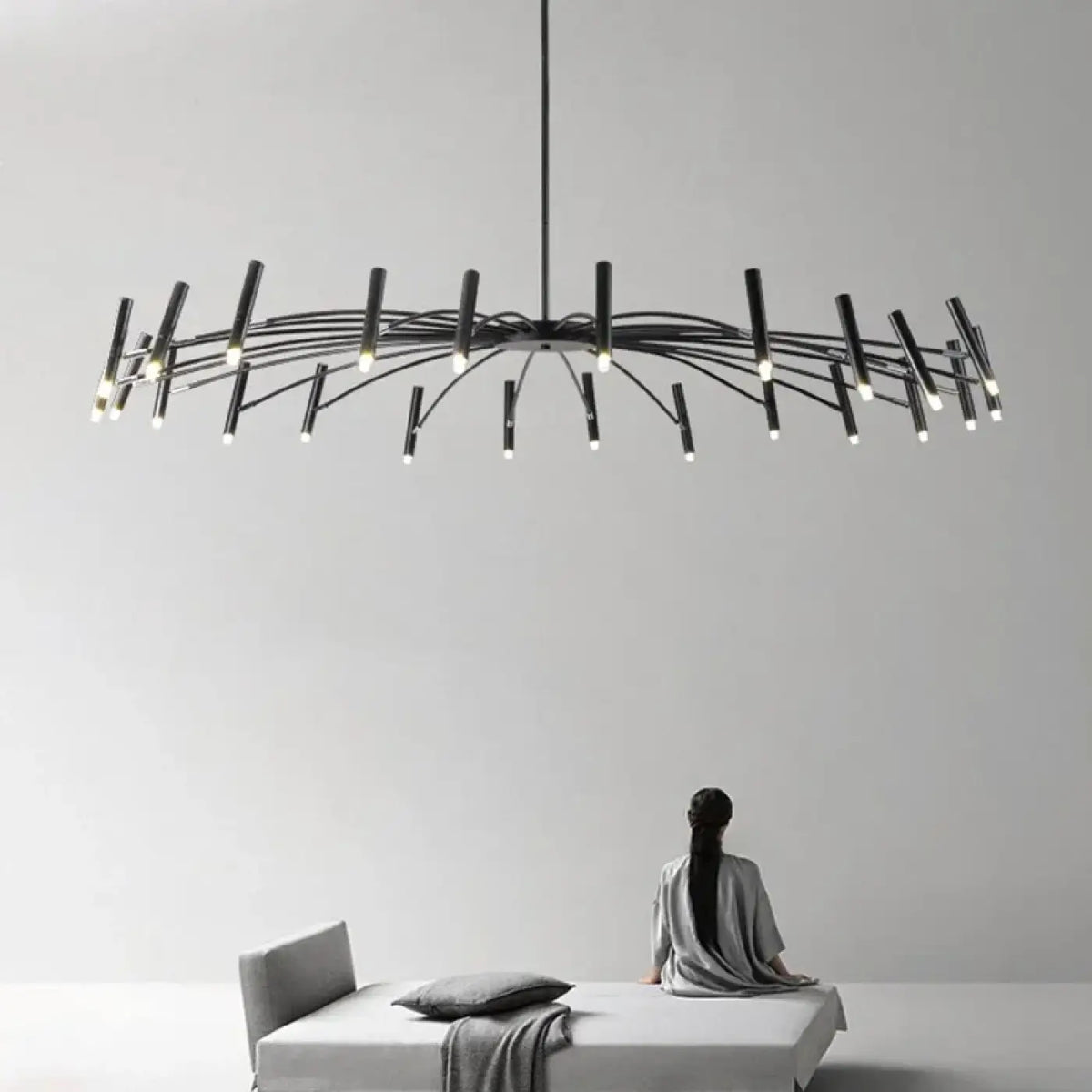 Suspension luminaire salon salle a manger metal noir design