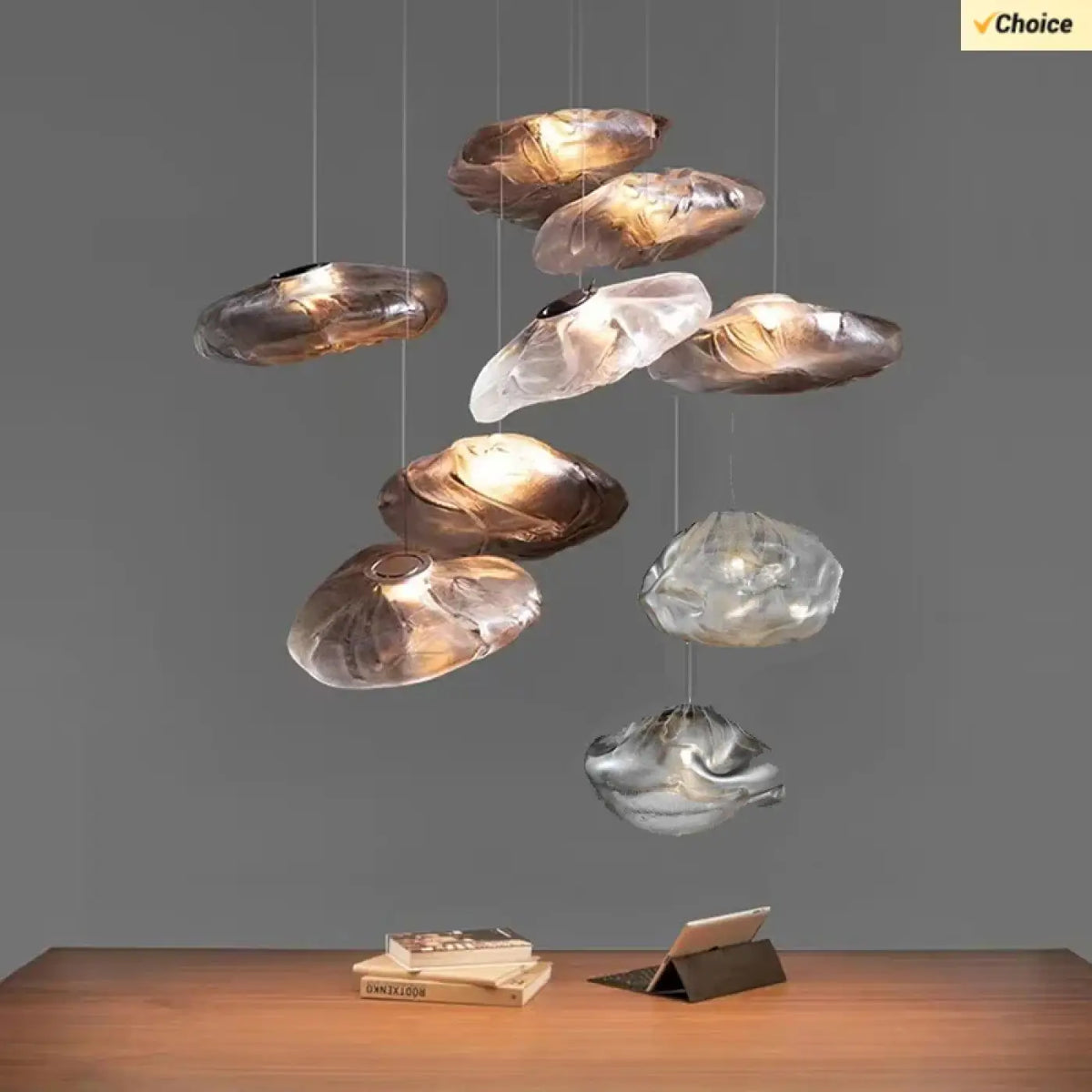 Suspension luminaire salon salle a manger nuage verre design