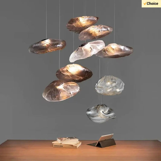 Suspension luminaire salon salle a manger nuage verre design