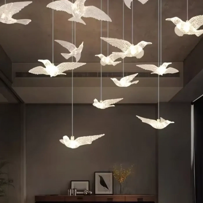 Suspension luminaire salon salle a manger oiseaux design