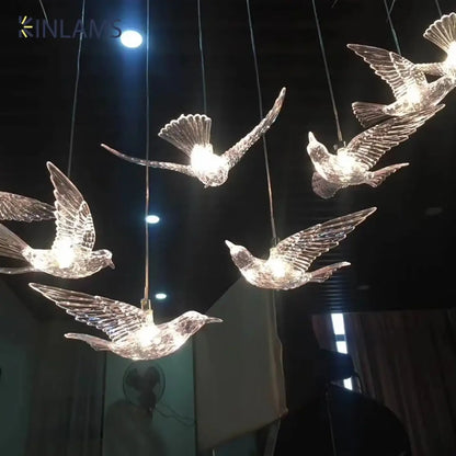 Suspension luminaire salon salle a manger oiseaux design