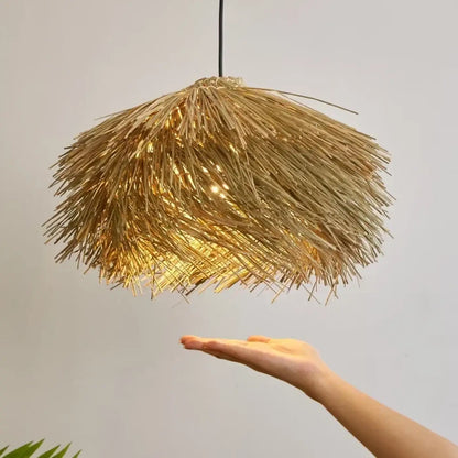 Suspension luminaire salon salle a manger paille boheme