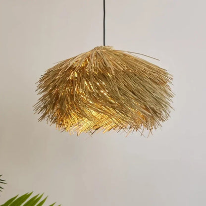 Suspension luminaire salon salle a manger paille boheme