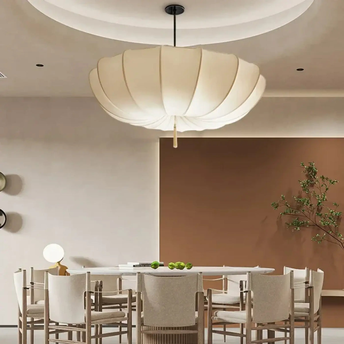 Suspension luminaire salon salle a manger parapluie blanc