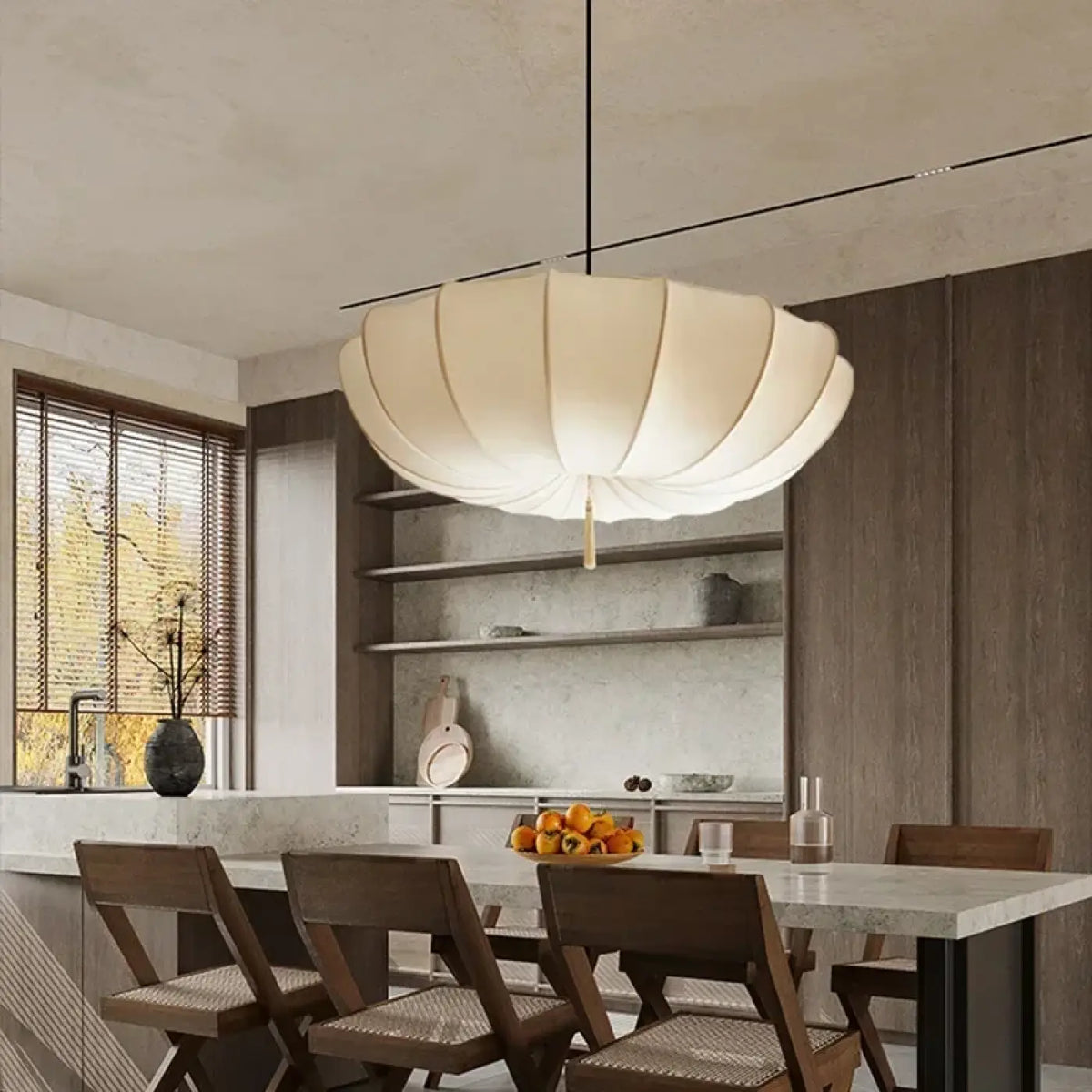 Suspension luminaire salon salle a manger parapluie blanc