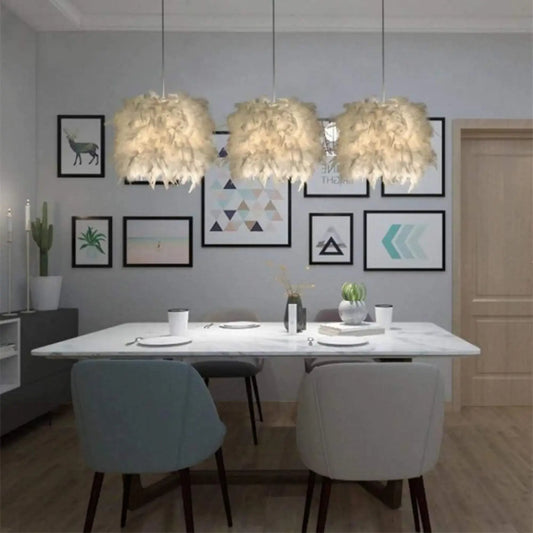 Suspension luminaire salon salle a manger plume design