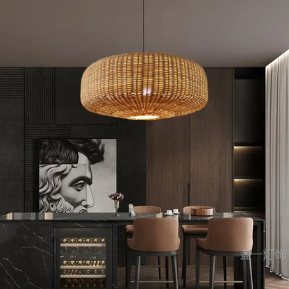 Suspension luminaire salon salle a manger rotin design