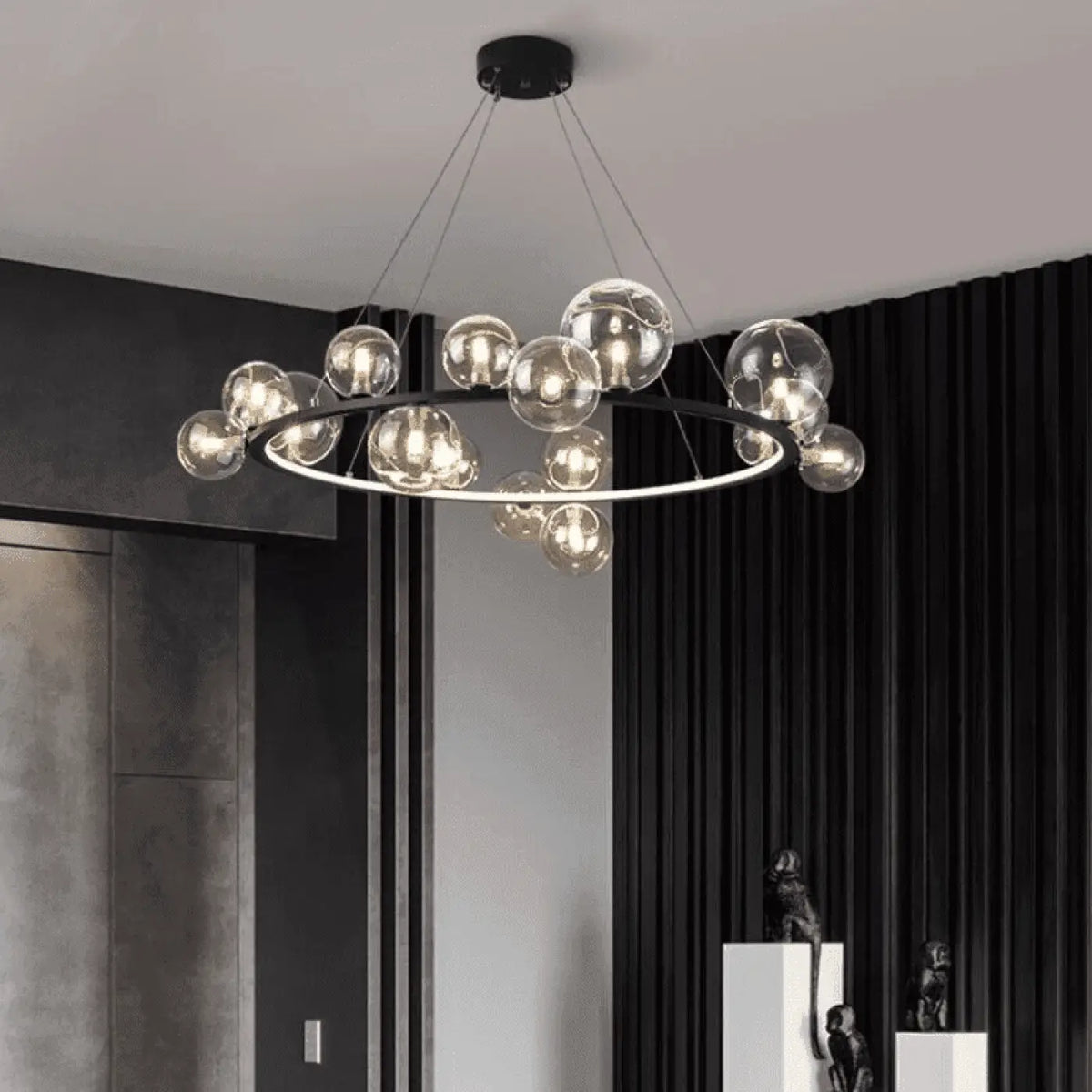 Suspension luminaire salon salle a manger spheres verre