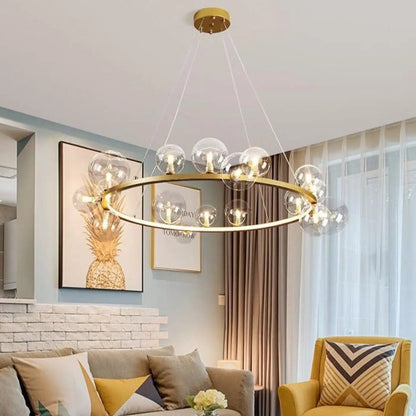 Suspension luminaire salon salle a manger spheres verre