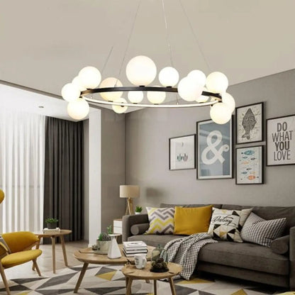 Suspension luminaire salon salle a manger spheres verre