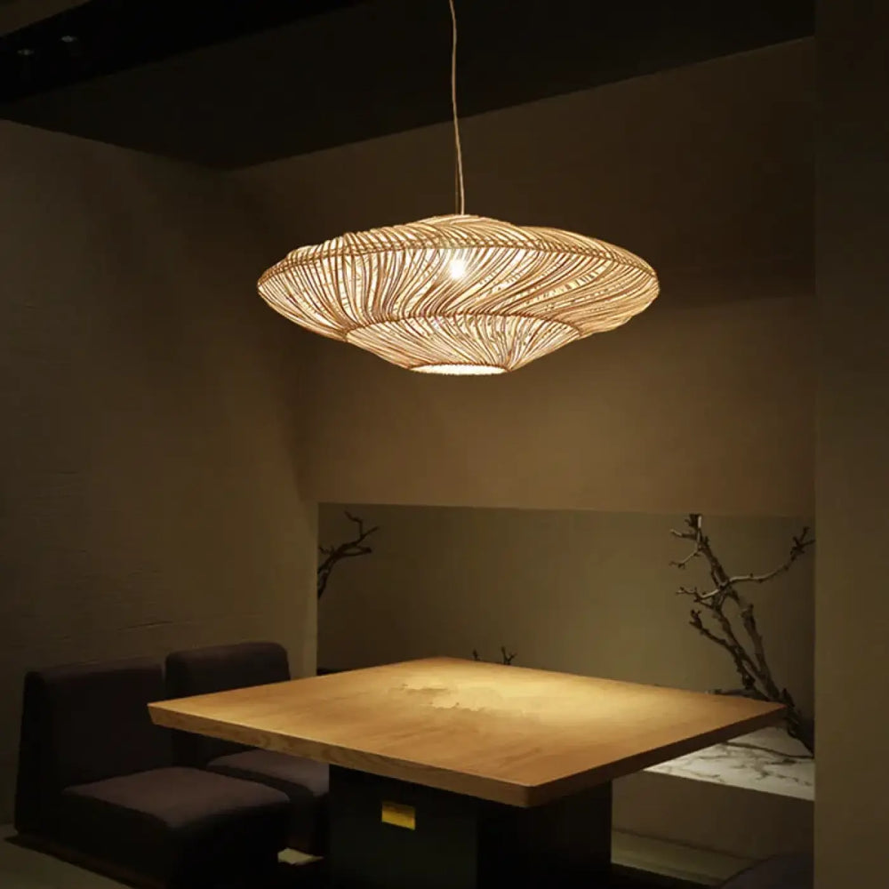 Suspension luminaire salon salle a manger spirale rotin
