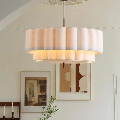 Suspension luminaire salon salle a manger tissu plisse