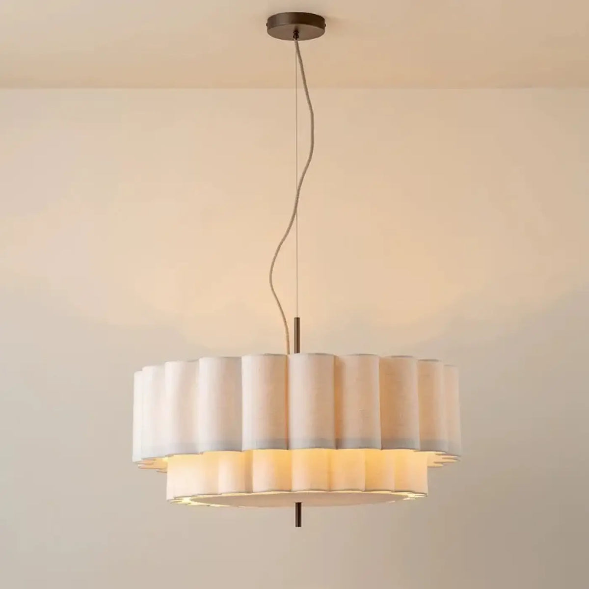 Suspension luminaire salon salle a manger tissu plisse