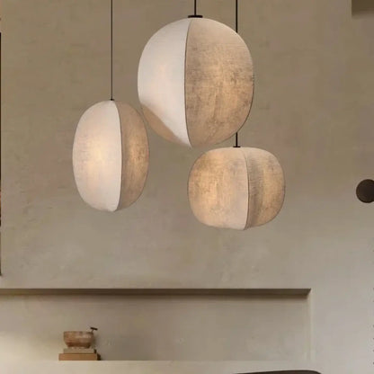 Suspension luminaire salon salle a manger tissu sphere