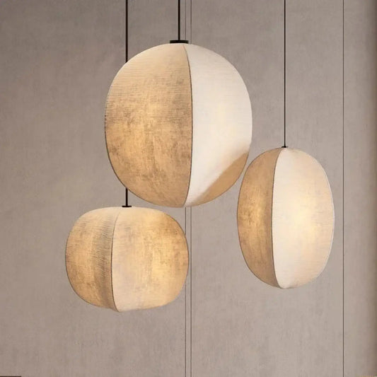 Suspension luminaire salon salle a manger tissu sphere